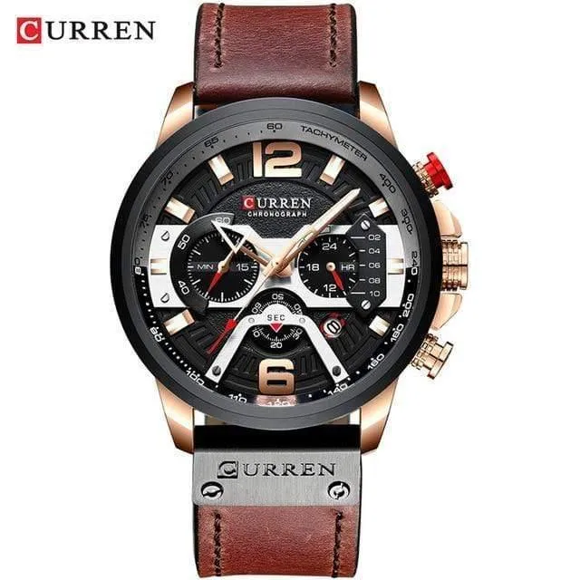 Herrenuhren Top-Marke Luxus Männer Casual Leder Wasserdicht Chronograph Männer Sport Quarzuhr Relogio Masculino