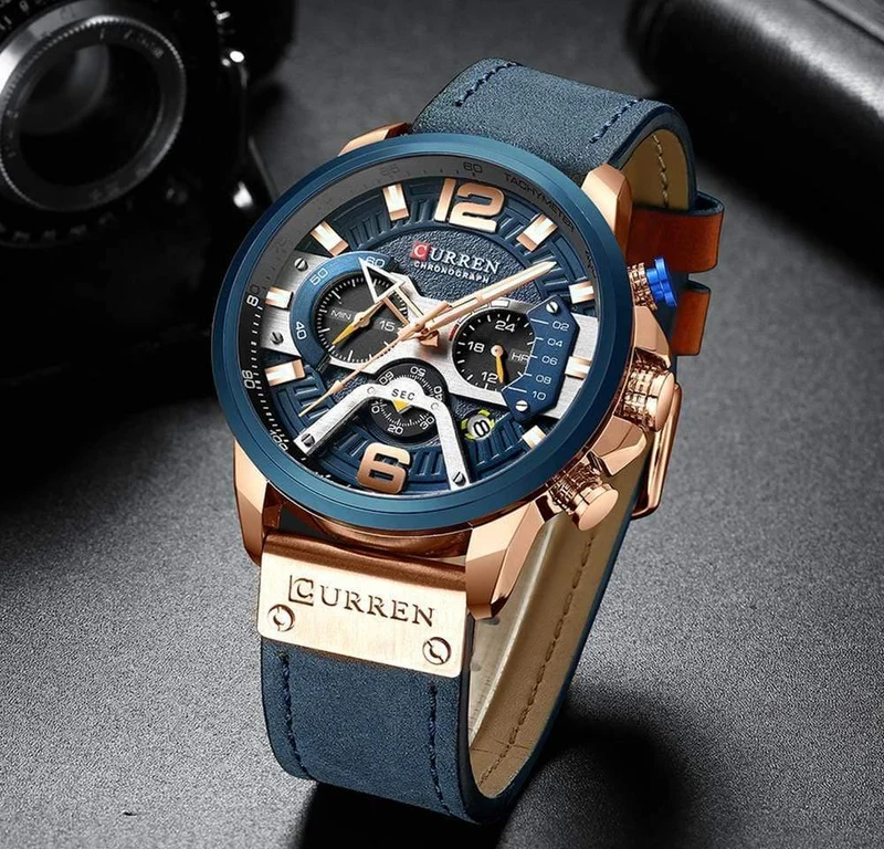 Herrenuhren Top-Marke Luxus Männer Casual Leder Wasserdicht Chronograph Männer Sport Quarzuhr Relogio Masculino