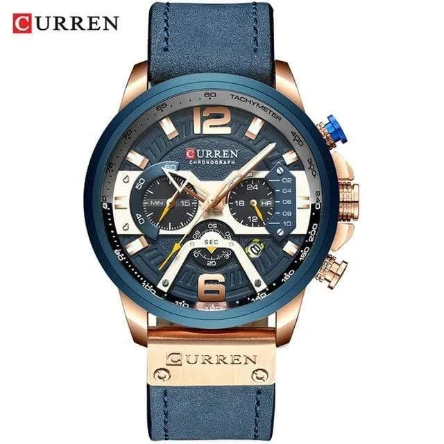 Herrenuhren Top-Marke Luxus Männer Casual Leder Wasserdicht Chronograph Männer Sport Quarzuhr Relogio Masculino