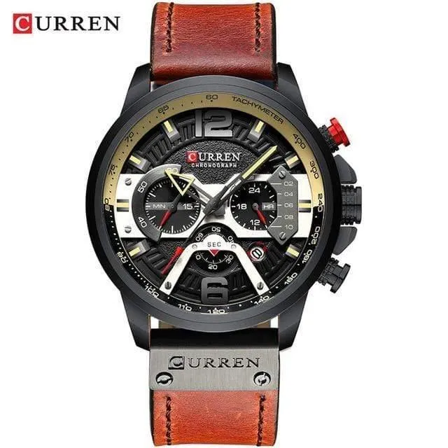 Herrenuhren Top-Marke Luxus Männer Casual Leder Wasserdicht Chronograph Männer Sport Quarzuhr Relogio Masculino