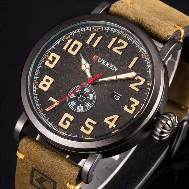 Herrenuhren Top-marke Luxus herren Quarzuhr Wasserdicht Sport Militäruhren Männer Leder relogio masculino