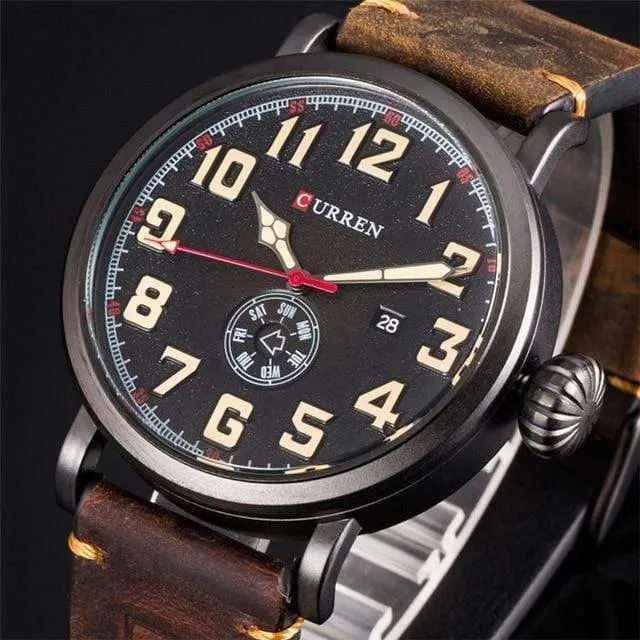 Herrenuhren Top-marke Luxus herren Quarzuhr Wasserdicht Sport Militäruhren Männer Leder relogio masculino