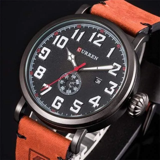 Herrenuhren Top-marke Luxus herren Quarzuhr Wasserdicht Sport Militäruhren Männer Leder relogio masculino