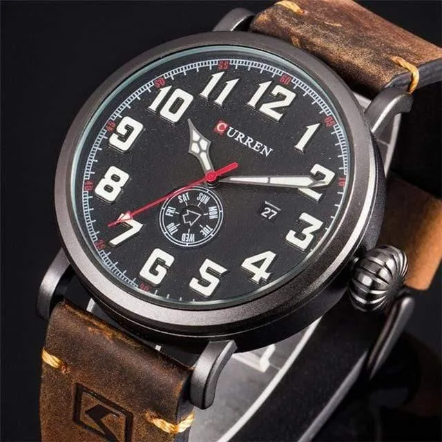 Herrenuhren Top-marke Luxus herren Quarzuhr Wasserdicht Sport Militäruhren Männer Leder relogio masculino