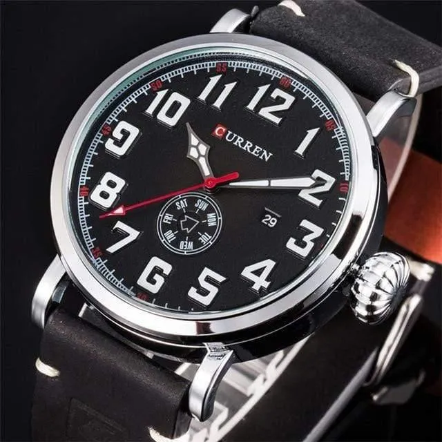 Herrenuhren Top-marke Luxus herren Quarzuhr Wasserdicht Sport Militäruhren Männer Leder relogio masculino