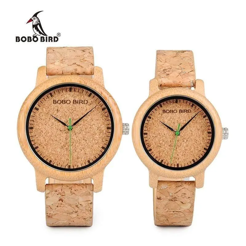 Liebhaber-Uhren-hölzerne Zeitmesser-handgemachter Korken-Bügel-Bambusfrauen-Uhr-Luxus im Kasten nehmen Logo-Tropfen-Verschiffen an