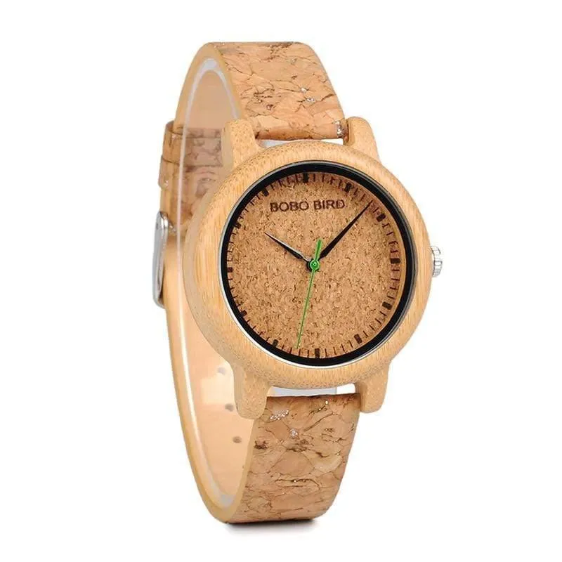 Liebhaber-Uhren-hölzerne Zeitmesser-handgemachter Korken-Bügel-Bambusfrauen-Uhr-Luxus im Kasten nehmen Logo-Tropfen-Verschiffen an