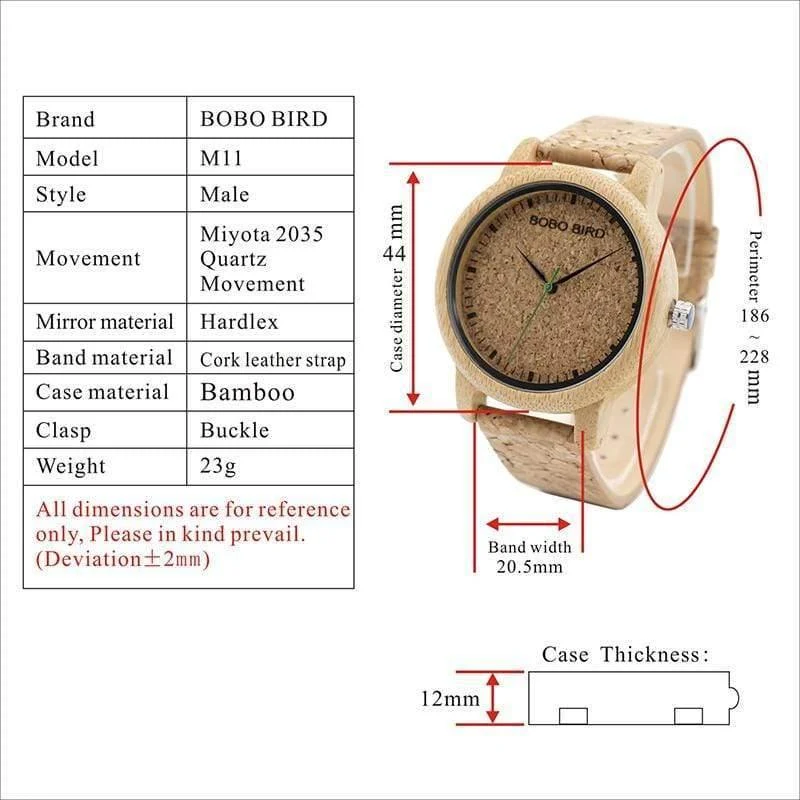 Liebhaber-Uhren-hölzerne Zeitmesser-handgemachter Korken-Bügel-Bambusfrauen-Uhr-Luxus im Kasten nehmen Logo-Tropfen-Verschiffen an