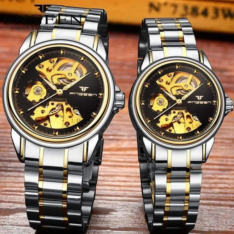 Skelett-Armbanduhr für Damen, Horloge, 30 m, wasserdicht, Stahl, Automatikuhr für Herren, Uhrenliebhaber