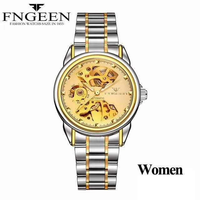 Skelett-Armbanduhr für Damen, Horloge, 30 m, wasserdicht, Stahl, Automatikuhr für Herren, Uhrenliebhaber
