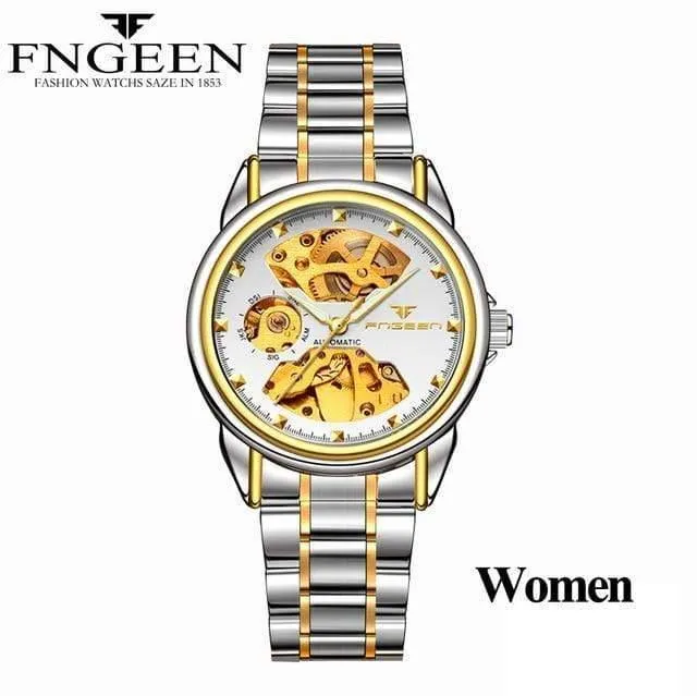 Skelett-Armbanduhr für Damen, Horloge, 30 m, wasserdicht, Stahl, Automatikuhr für Herren, Uhrenliebhaber