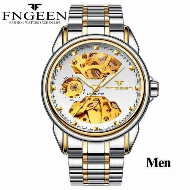Skelett-Armbanduhr für Damen, Horloge, 30 m, wasserdicht, Stahl, Automatikuhr für Herren, Uhrenliebhaber