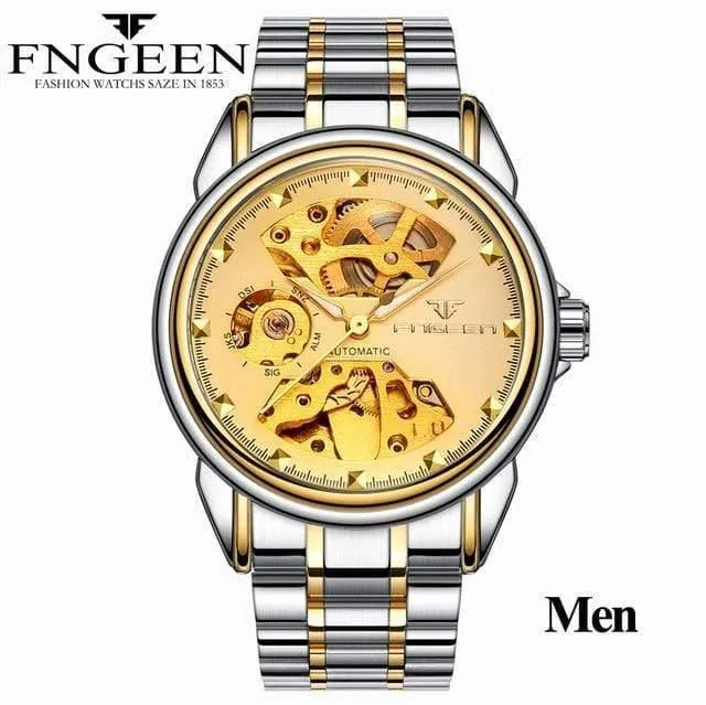 Skelett-Armbanduhr für Damen, Horloge, 30 m, wasserdicht, Stahl, Automatikuhr für Herren, Uhrenliebhaber