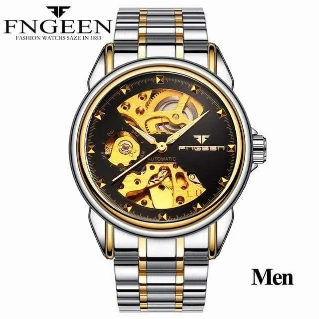 Skelett-Armbanduhr für Damen, Horloge, 30 m, wasserdicht, Stahl, Automatikuhr für Herren, Uhrenliebhaber