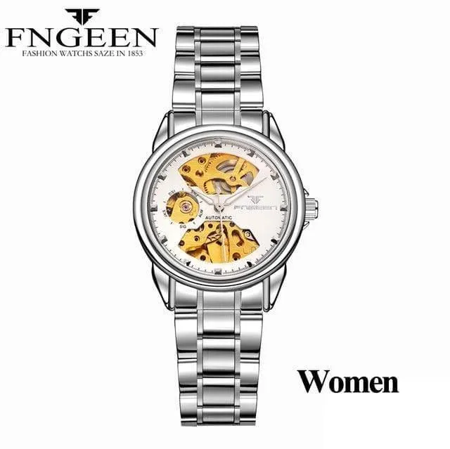 Skelett-Armbanduhr für Damen, Horloge, 30 m, wasserdicht, Stahl, Automatikuhr für Herren, Uhrenliebhaber