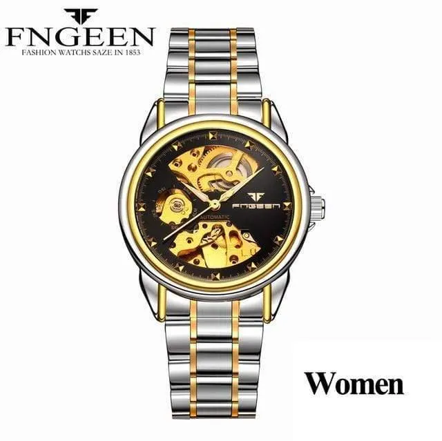 Skelett-Armbanduhr für Damen, Horloge, 30 m, wasserdicht, Stahl, Automatikuhr für Herren, Uhrenliebhaber