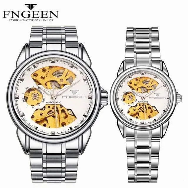 Skelett-Armbanduhr für Damen, Horloge, 30 m, wasserdicht, Stahl, Automatikuhr für Herren, Uhrenliebhaber