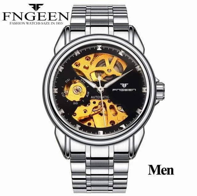 Skelett-Armbanduhr für Damen, Horloge, 30 m, wasserdicht, Stahl, Automatikuhr für Herren, Uhrenliebhaber