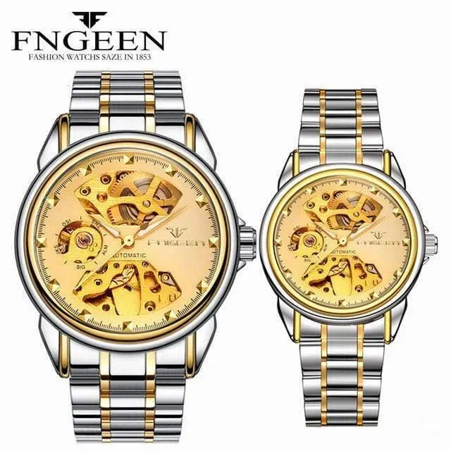 Skelett-Armbanduhr für Damen, Horloge, 30 m, wasserdicht, Stahl, Automatikuhr für Herren, Uhrenliebhaber