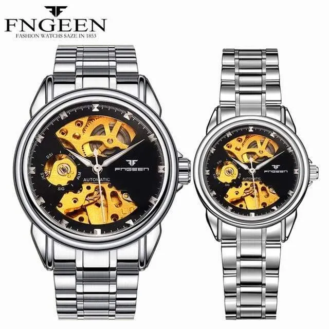 Skelett-Armbanduhr für Damen, Horloge, 30 m, wasserdicht, Stahl, Automatikuhr für Herren, Uhrenliebhaber