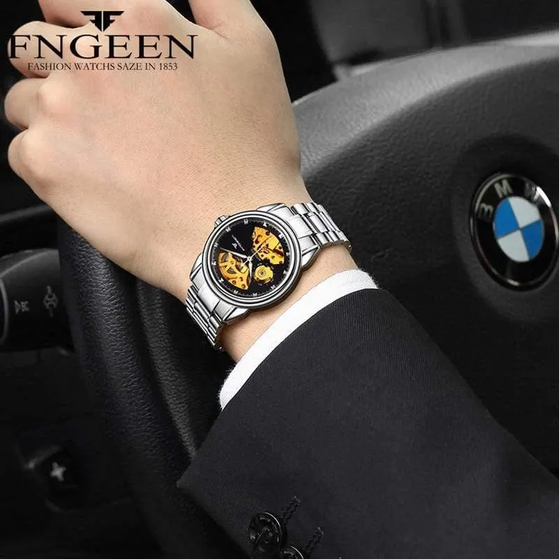 Skelett-Armbanduhr für Damen, Horloge, 30 m, wasserdicht, Stahl, Automatikuhr für Herren, Uhrenliebhaber