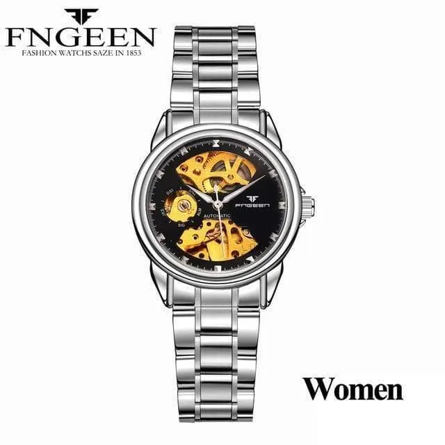 Skelett-Armbanduhr für Damen, Horloge, 30 m, wasserdicht, Stahl, Automatikuhr für Herren, Uhrenliebhaber