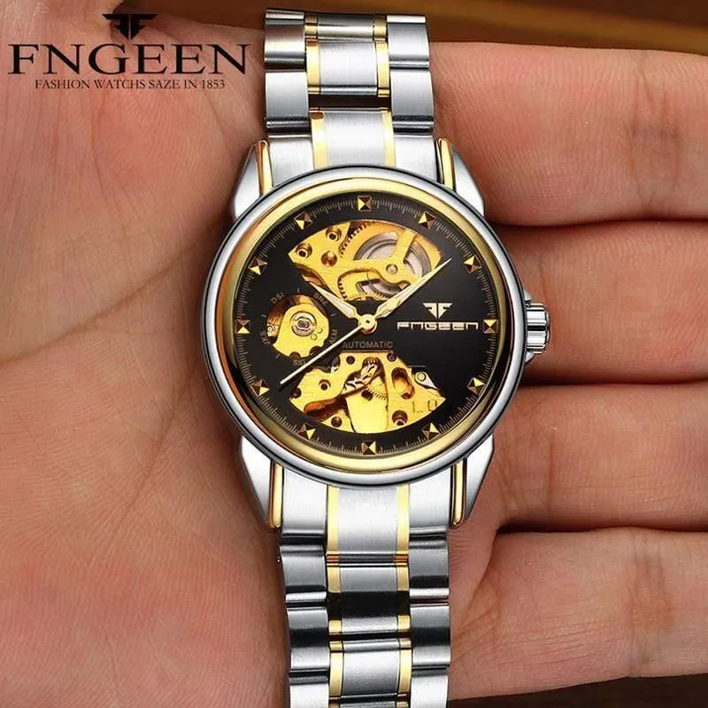 Skelett-Armbanduhr für Damen, Horloge, 30 m, wasserdicht, Stahl, Automatikuhr für Herren, Uhrenliebhaber