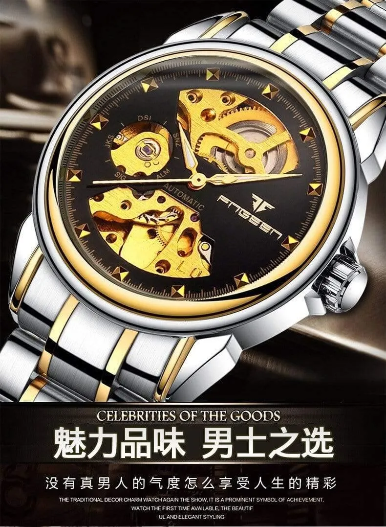Skelett-Armbanduhr für Damen, Horloge, 30 m, wasserdicht, Stahl, Automatikuhr für Herren, Uhrenliebhaber