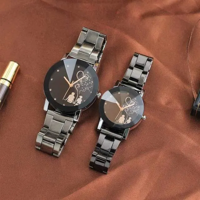 Paar Stilvolle Turm Glas Stahl Band Quarz liebhaber Uhr Uhren Luxus Berühmte Männliche Uhr Quarzuhr Handgelenk