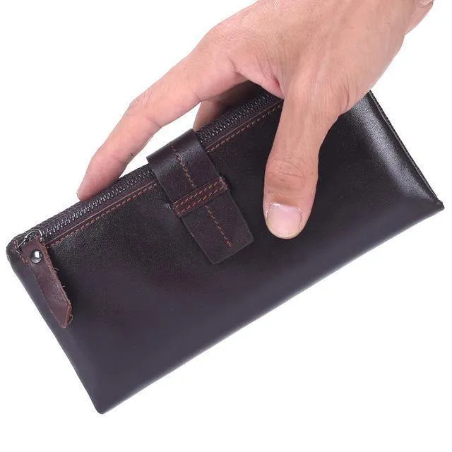 Echtes Leder Männer Geldbörsen Casual Zipper Geldbörse Mit Karte Halter Marke Rindsleder Lange Brieftasche Kupplung Für Männer