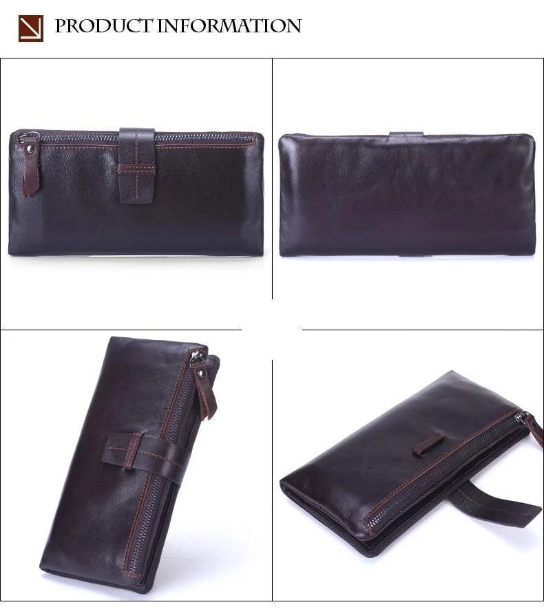 Echtes Leder Männer Geldbörsen Casual Zipper Geldbörse Mit Karte Halter Marke Rindsleder Lange Brieftasche Kupplung Für Männer
