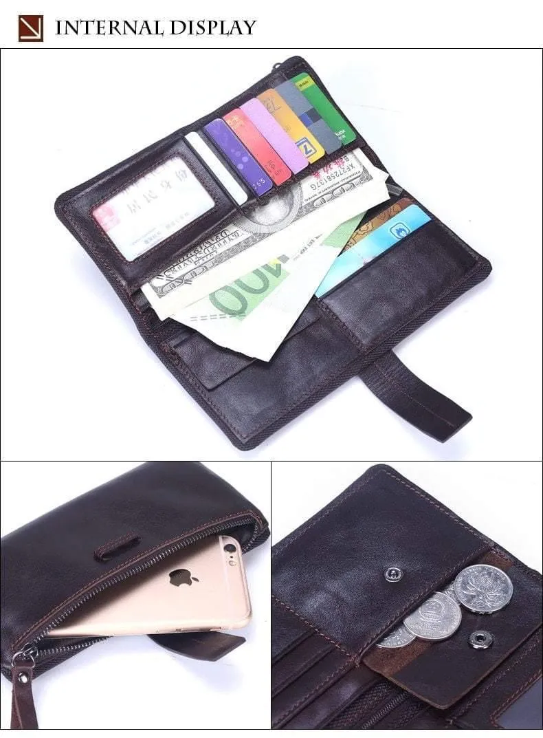 Echtes Leder Männer Geldbörsen Casual Zipper Geldbörse Mit Karte Halter Marke Rindsleder Lange Brieftasche Kupplung Für Männer