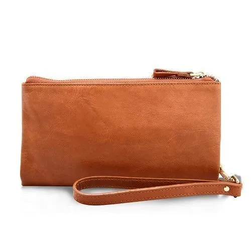 Casual männer Geldbörsen Doppel-reißverschluss Kupplung Tasche Aus Echtem Leder Männer Brieftaschen Leder Mann Brieftasche Lange Männlichen Armband Geldbörse Karte