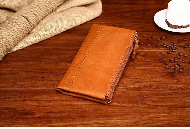 Casual männer Geldbörsen Doppel-reißverschluss Kupplung Tasche Aus Echtem Leder Männer Brieftaschen Leder Mann Brieftasche Lange Männlichen Armband Geldbörse Karte