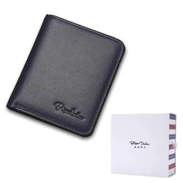 Herren Geldbörsen Schwarz Echtes Leder Geldbörse Für Männer Visitenkartenhalter Herrenbrieftasche Mini N4429
