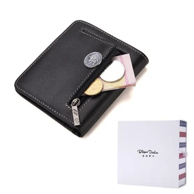 Herren Geldbörsen Schwarz Echtes Leder Geldbörse Für Männer Visitenkartenhalter Herrenbrieftasche Mini N4429
