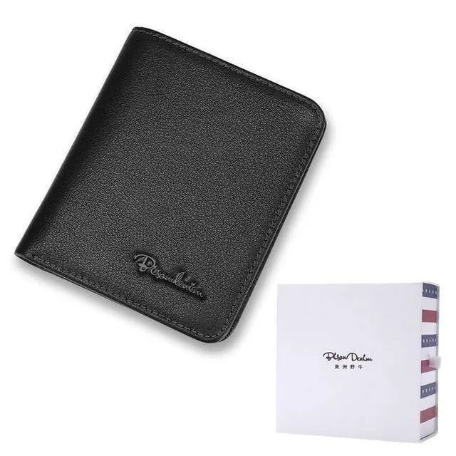 Herren Geldbörsen Schwarz Echtes Leder Geldbörse Für Männer Visitenkartenhalter Herrenbrieftasche Mini N4429