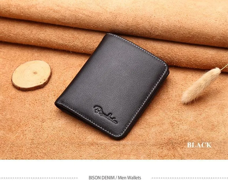 Herren Geldbörsen Schwarz Echtes Leder Geldbörse Für Männer Visitenkartenhalter Herrenbrieftasche Mini N4429