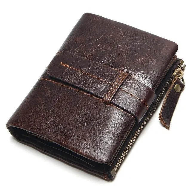 Vintage Casual 100% echtes echtes Leder Öl Rindsleder Männer Mini Brieftaschen Halter Geldbörse Taschen Kleine Männer Brieftasche Geldbörse