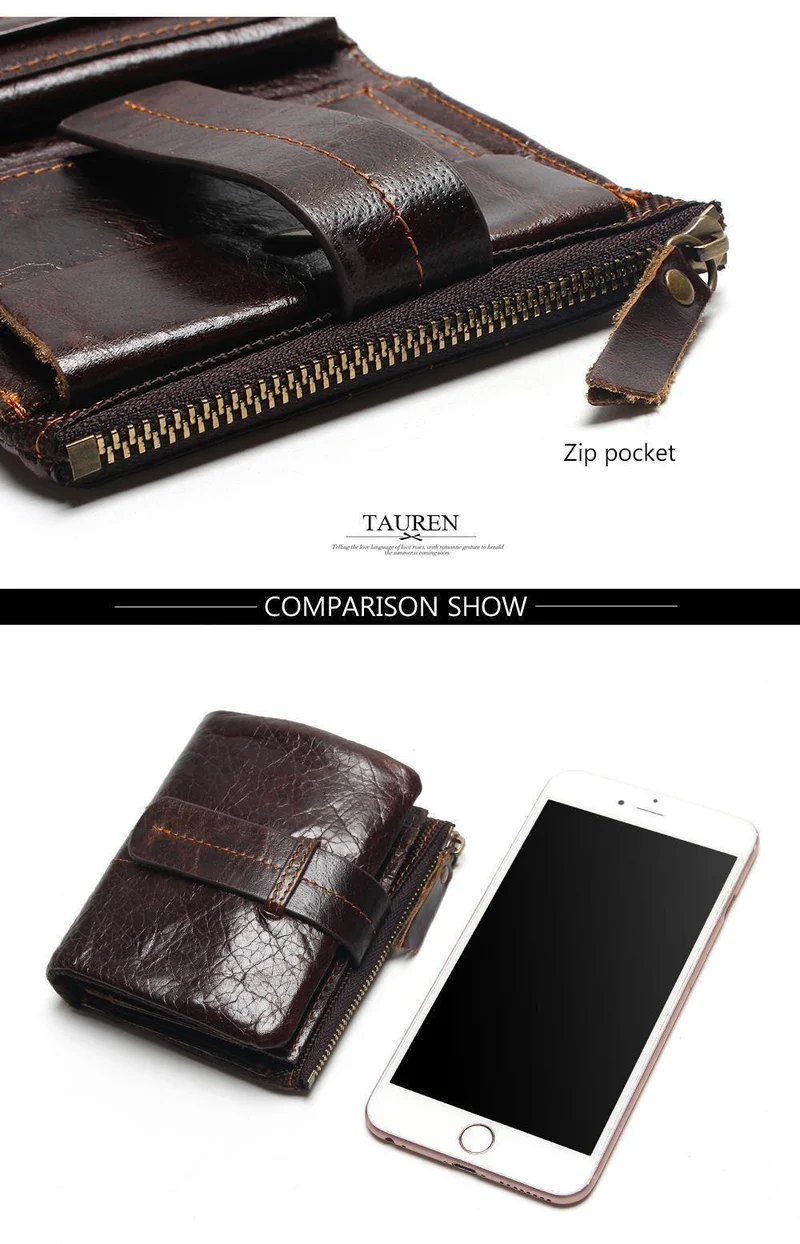 Vintage Casual 100% echtes echtes Leder Öl Rindsleder Männer Mini Brieftaschen Halter Geldbörse Taschen Kleine Männer Brieftasche Geldbörse