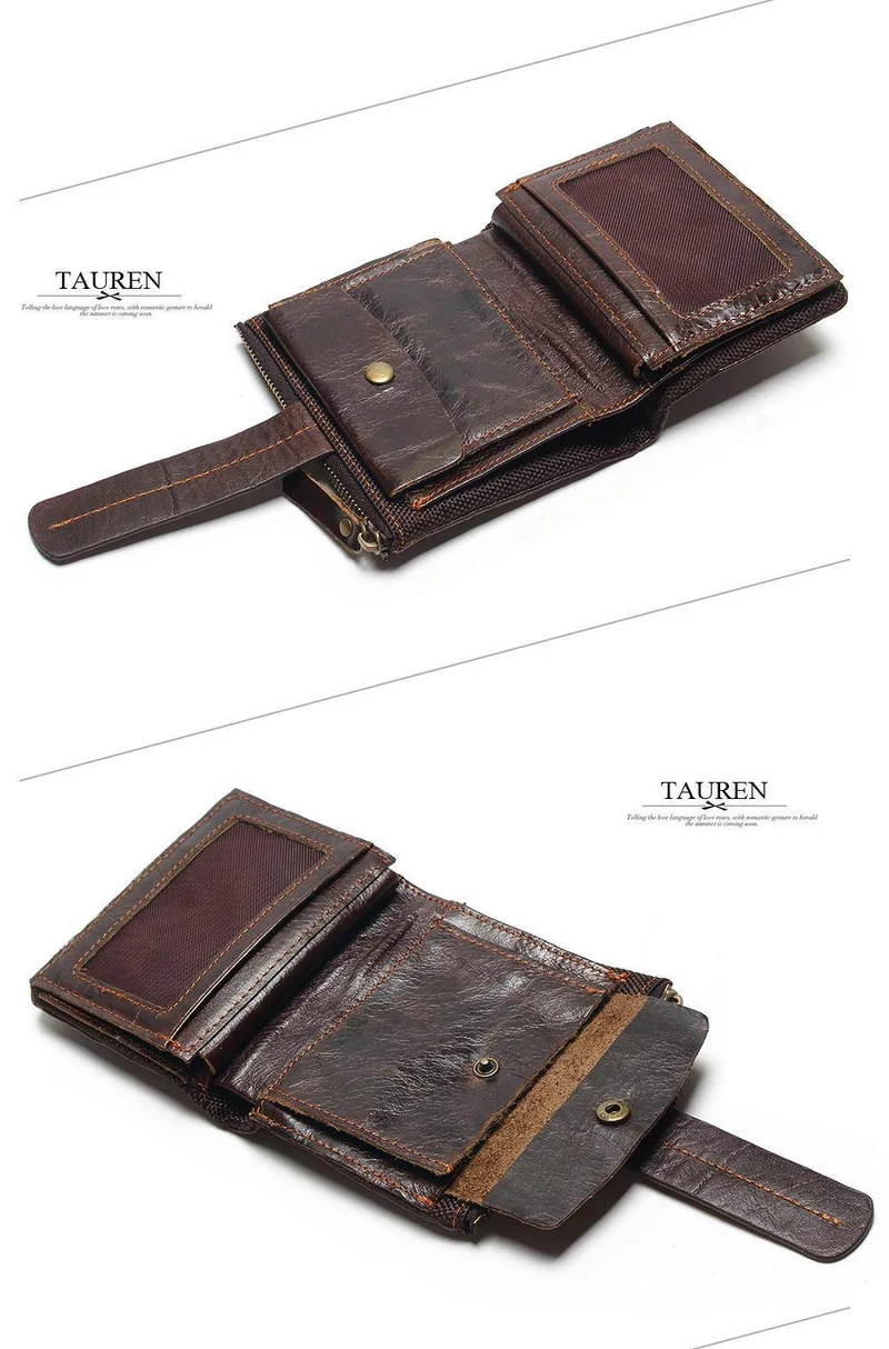 Vintage Casual 100% echtes echtes Leder Öl Rindsleder Männer Mini Brieftaschen Halter Geldbörse Taschen Kleine Männer Brieftasche Geldbörse