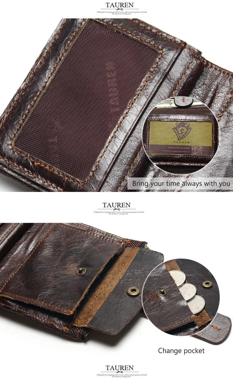 Vintage Casual 100% echtes echtes Leder Öl Rindsleder Männer Mini Brieftaschen Halter Geldbörse Taschen Kleine Männer Brieftasche Geldbörse
