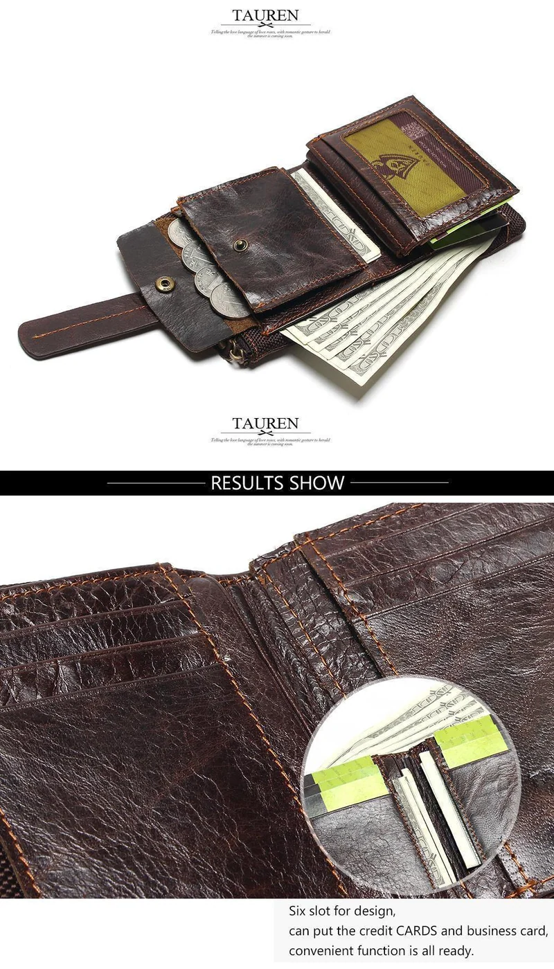 Vintage Casual 100% echtes echtes Leder Öl Rindsleder Männer Mini Brieftaschen Halter Geldbörse Taschen Kleine Männer Brieftasche Geldbörse