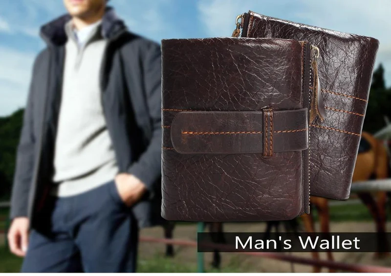 Vintage Casual 100% echtes echtes Leder Öl Rindsleder Männer Mini Brieftaschen Halter Geldbörse Taschen Kleine Männer Brieftasche Geldbörse