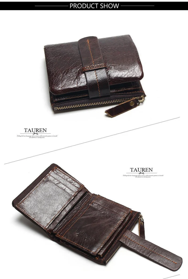 Vintage Casual 100% echtes echtes Leder Öl Rindsleder Männer Mini Brieftaschen Halter Geldbörse Taschen Kleine Männer Brieftasche Geldbörse