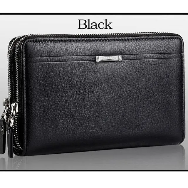 Herren-Geldbörsen mit Münzfach, langer Reißverschluss-Geldbörse für Herren, Clutch-Business-Geldbörse für Männer, Doppelreißverschluss, Vintage-große Geldbörse