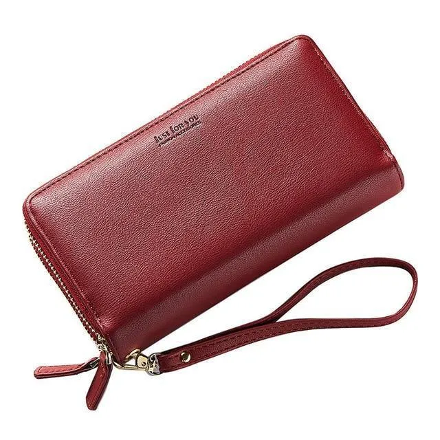 Doppel-Reißverschluss Armband Lange Clutch Geldbörsen für Frauen Große Kapazität Kartenhalter Geldbörse Handytasche Geldbörse Weiblich