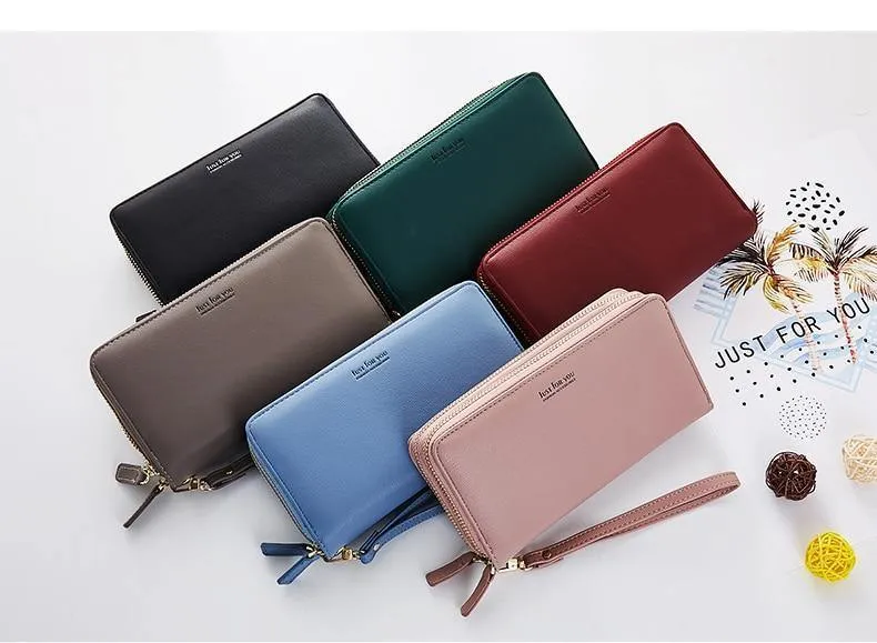 Doppel-Reißverschluss Armband Lange Clutch Geldbörsen für Frauen Große Kapazität Kartenhalter Geldbörse Handytasche Geldbörse Weiblich