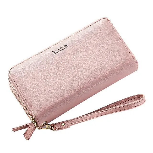 Doppel-Reißverschluss Armband Lange Clutch Geldbörsen für Frauen Große Kapazität Kartenhalter Geldbörse Handytasche Geldbörse Weiblich