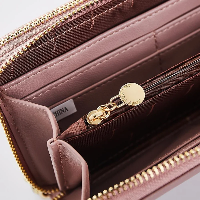 Doppel-Reißverschluss Armband Lange Clutch Geldbörsen für Frauen Große Kapazität Kartenhalter Geldbörse Handytasche Geldbörse Weiblich